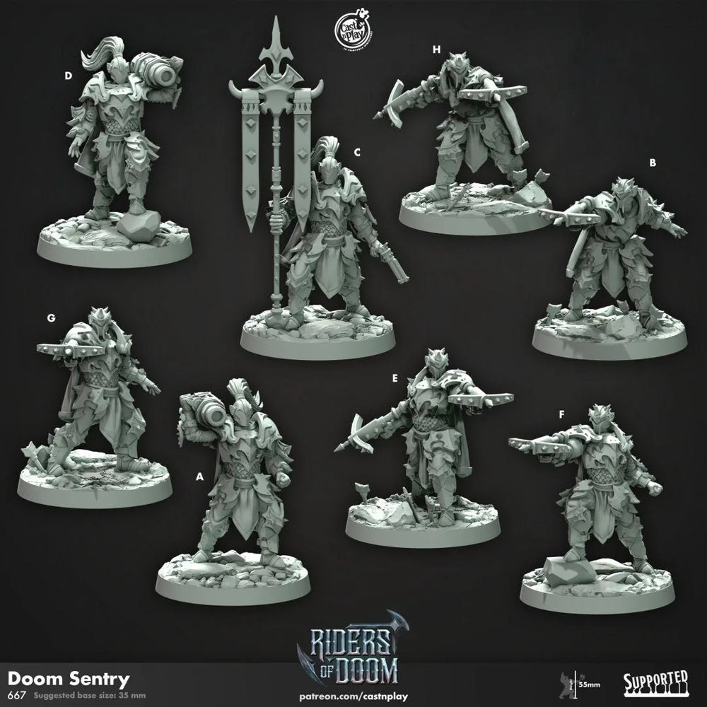 Doom Sentry - dnd miniature - Cast N Play Riders of Doom - Wargaming, Human, Male, Fighter, Barbarian, Ranger, Chaos, Evil, Undead, Melee