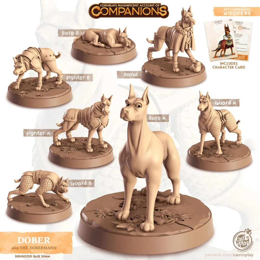 Dober - dnd Doberman Pinscher mini - Cast N Play | Dog | Hound | Wizard Familiar | Animal Companion, Ranger, Druid Form, Guard, Fighter