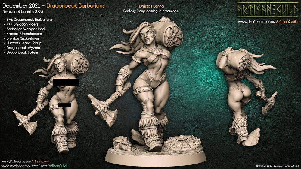 Chasseuse Lenna - Pin-up - Artisan Guild | Barbare | Guerrier | Homme | Guerrier | Fantaisie | Mêlée | Frostgrave | DnD | Pathfinder