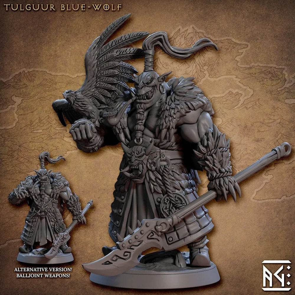 Tulguur Blue-Wolf - Artisan Guild | Shaman | Fantasy | DnD | Pathfinder | Fighter | Half Orc | Druid | Ranger | Plains | Steppe | Animal