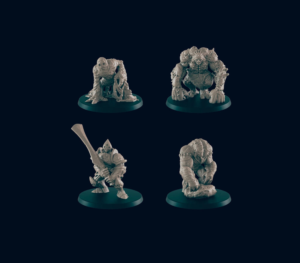 Ensemble de 4 miniatures Golem - EC3D | DnD | Métal | Cerveau | Argile | Chair | 28mm 32mm | Pathfinder | Monstre | TTRPG | Jeux de guerre