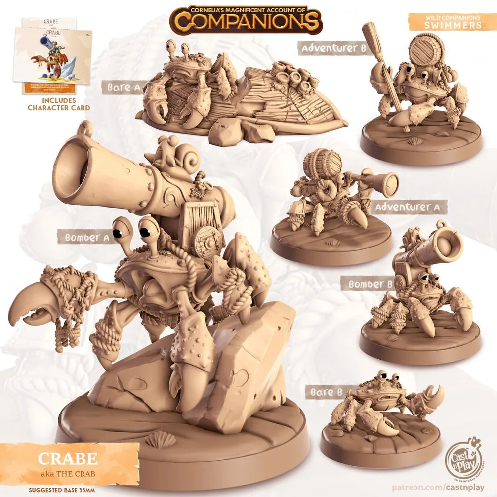 Crabe - dnd Crab mini - Cast N Play, Crustacean, Ocean, Friend, Wizard Familiar, Animal Companion, Ranger, Druid Form, Bomber, Adventurer