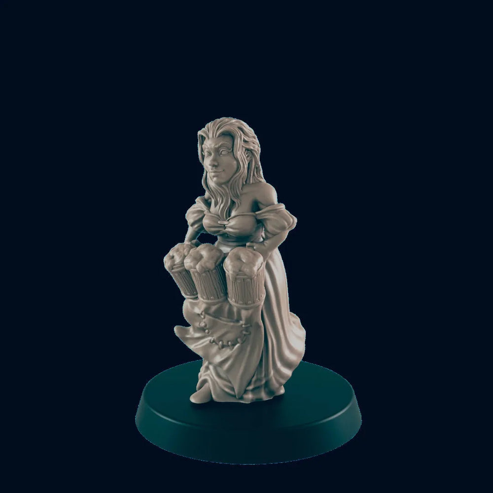 Figurine de serveuse humaine pour Donjons & Dragons - EC3D | DnD | Variante | Villageoise | Barmaid | Hôtesse | 32mm | Pathfinder | Roturière | JdR | Jeux de guerre