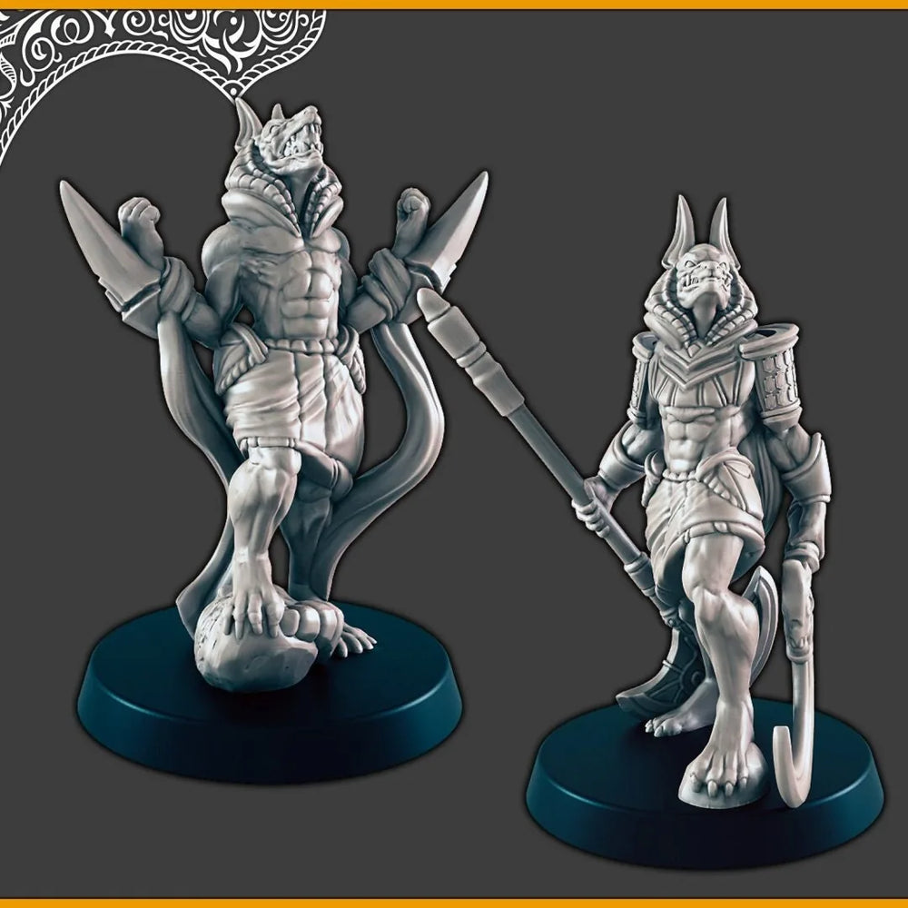 Guerriers Anubis-kin / Jackalware - Figurine DND, EC3D Scorching Sands, Figurines Désert | Céleste | Bêtes | Monstre | Sable | Chacal | Dieu
