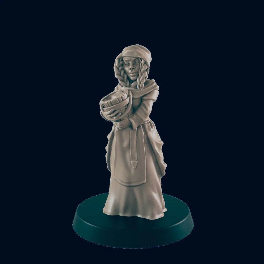 Human Female Washerwoman - EC3D | DnD | Variant | Villager minis | peasant | Innkeeper | 32mm | Pathfinder | commoner | TTRPG | Wargaming