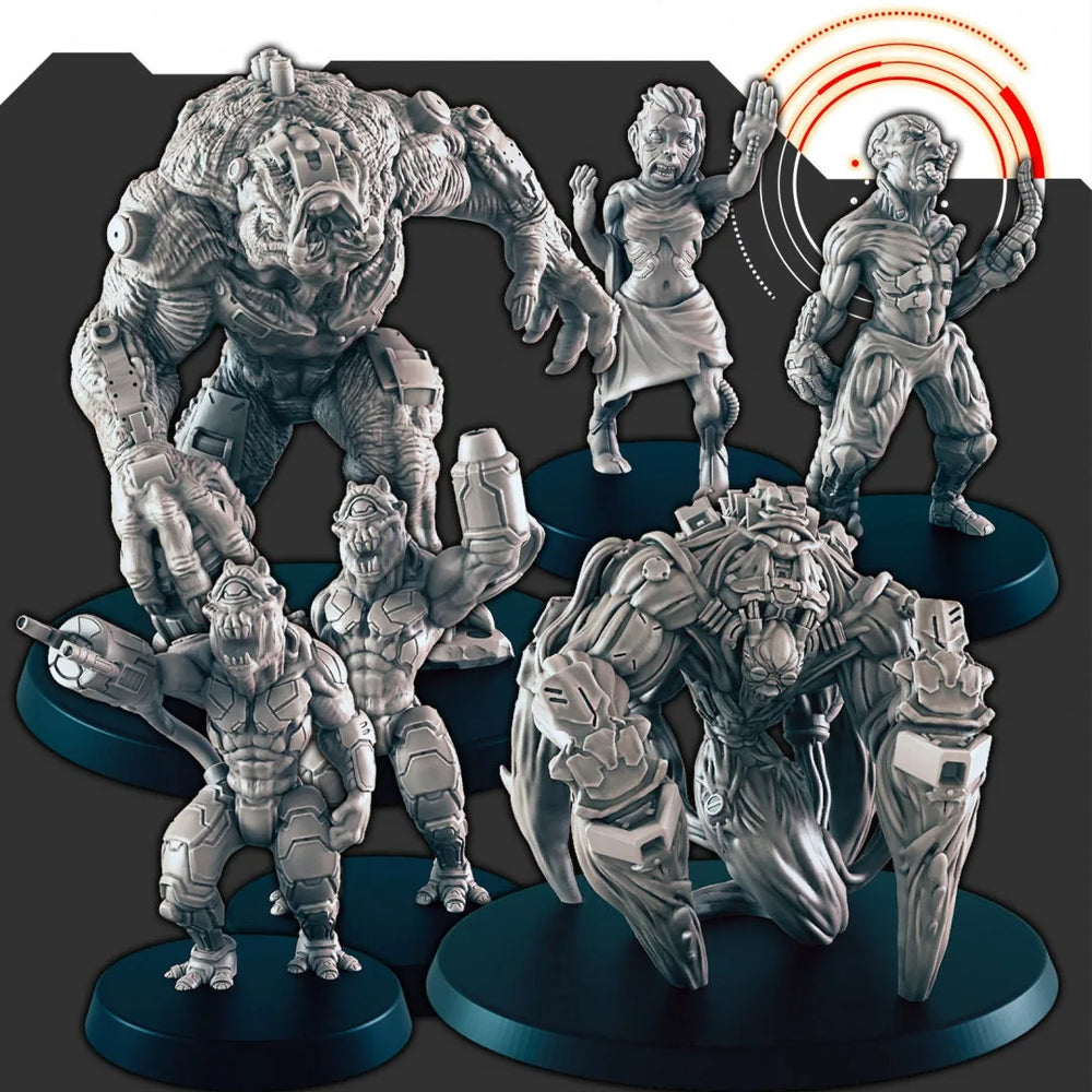 Ensemble de miniatures La Ruche extraterrestre - EC3D | Legion | Cyberpunk | Starfinder | Sci-fi | Futuriste | Cybernétique | La Ruche extraterrestre | Homme | Femme | Infecté