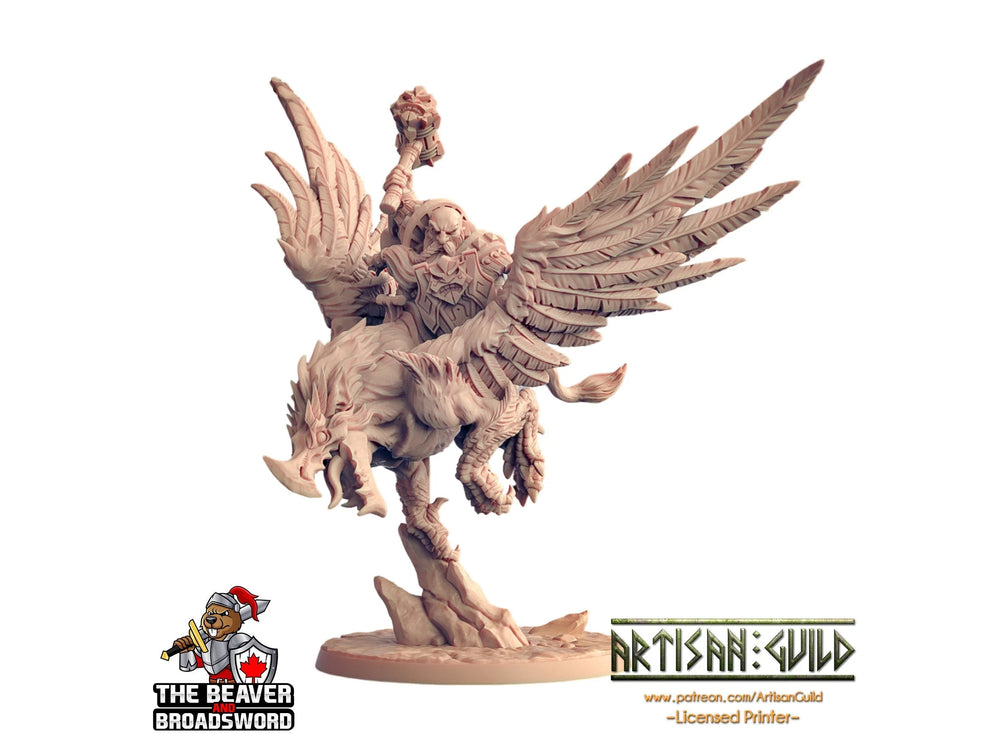 Dwarven warrior on Gryphon dnd mini - Artisan Guild | Fighter | Barbarian | Dwarf | Cleric | Paladin | Pathfinder | TTRPG, Wargaming cavalry