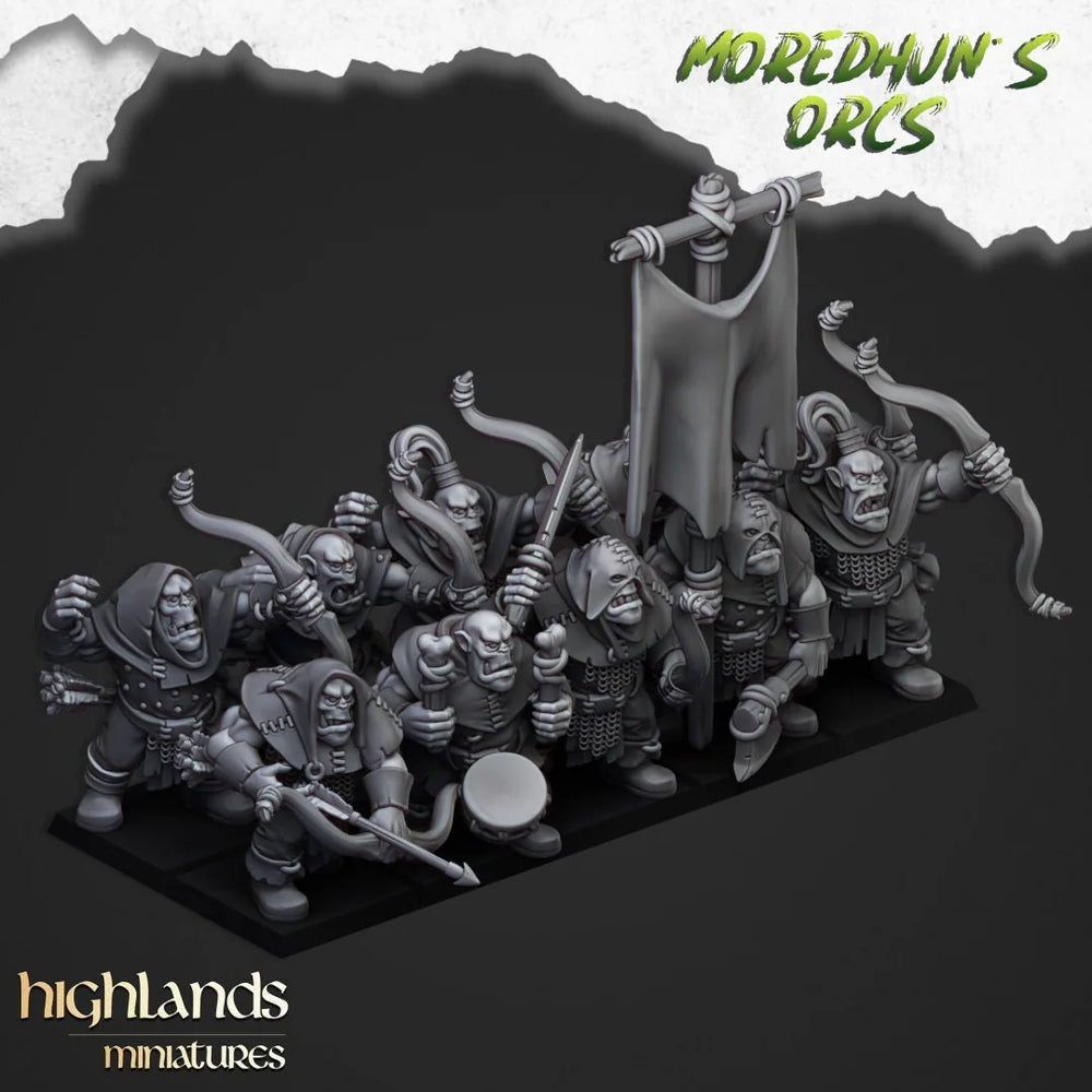 Archers Orcs - Miniatures des Highlands | Gobelin | Orc Noir | Ork | Orcs | Guerrier | Fantaisie | Pathfinder | Wargaming | Équipe | Archers