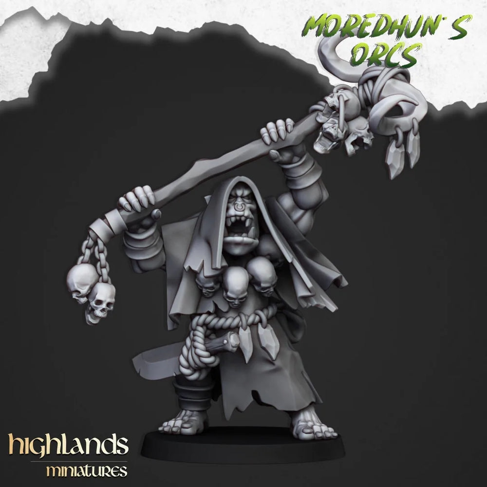 Orc Shaman 1 - Highlands Miniatures | Goblin | Black Orc | Ork | Orcs | Boar | Fantasy | Pathfinder | Wargaming | Warlock | Wizard, Sorcerer