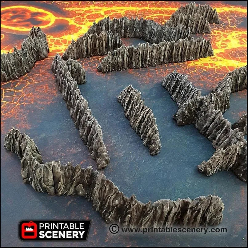 Pièces de Mur Modulaires Cavernes Sombres - Scenery Imprimable | Donjon | Grotte | DnD | Sous-terrain | Antre | Caverne | Terrain Dispersé | Pathfinder