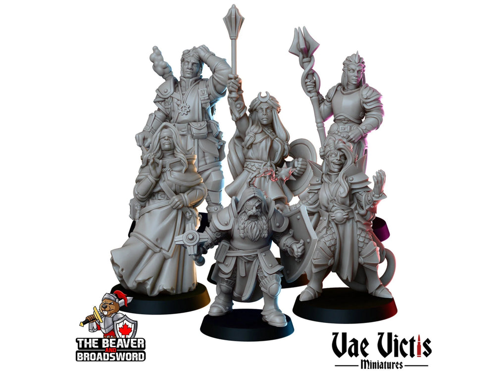 Ensemble de clercs miniatures - Vae Victis | Humain | Elfe | Humain | Nain | Paladin | Ensemble | Homme | Femme | Jeu de guerre | Pathfinder | Guerrier