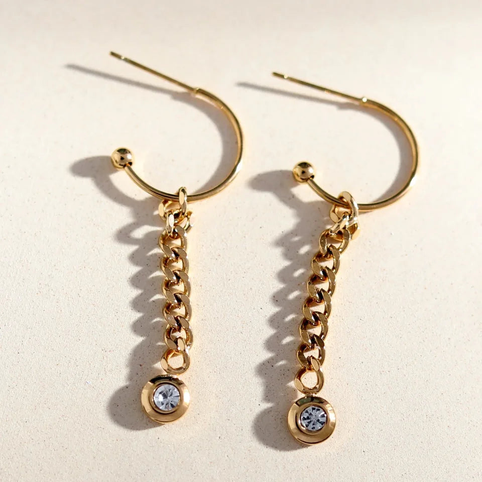 Boucles d'oreilles pendantes ZENDA à maille cubaine