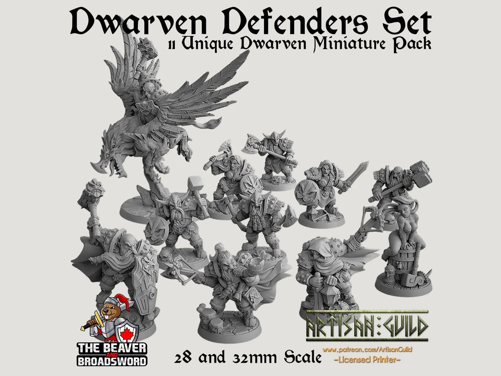 Ensemble de 11 figurines Défenseurs nains - Artisan Guild | DnD | Guerrier | Barbare | Nain | Prêtre | Paladin | Pathfinder, TTRPG, Jeux de guerre