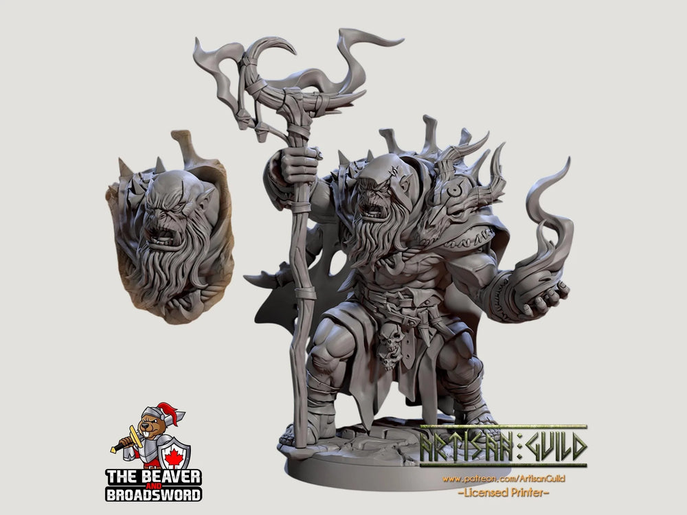 Orc Sorcier des Montagnes, Magicien, Ensorceleur - Figurine de jeu de rôle haut de gamme en résine imprimée 28mm 32mm, figurine de table résistante et durable
