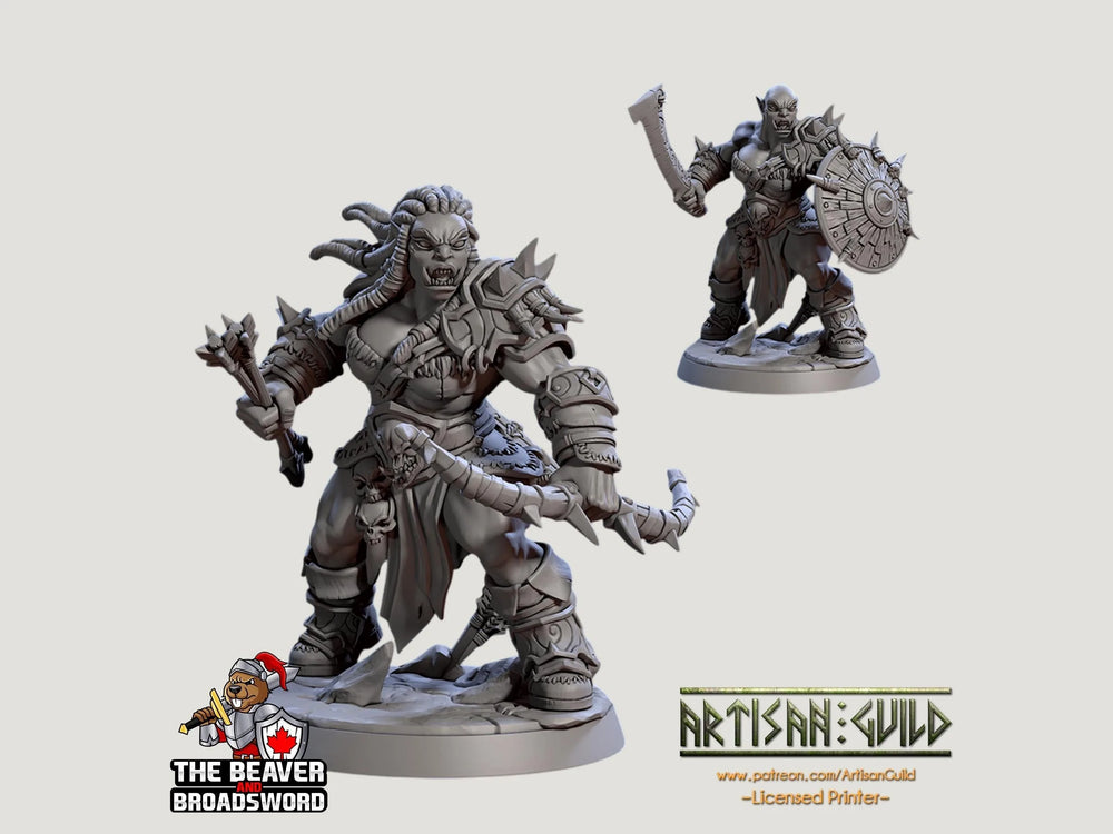 Mountain Orc D Fighter, Barbarian, Ranger premium DnD mini - High Quality Resin Printed 28mm 32mm Tabletop Miniature, Tough Durable Figurine