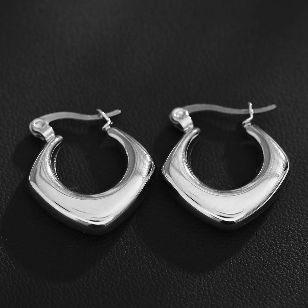 Boucles d'oreilles créoles carrées arrondies MARIYA Argent