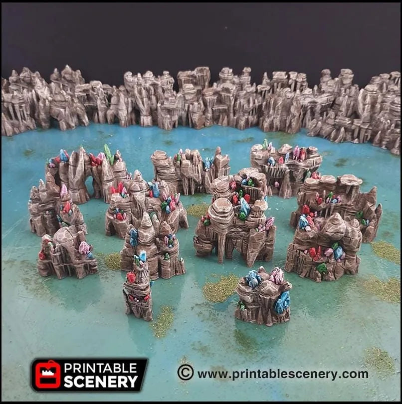 Murs de la Grotte de Cristal | Terrain de Donjon DnD, Roches Imprimables, Scenery RPG, Tuiles de Jeu de Table, Impression 3D TTRPG Pathfinder