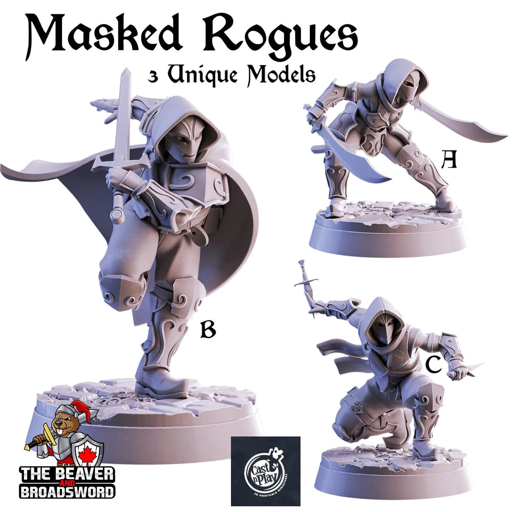 Ensemble mini Masqued Rogues | Miniature DnD, Résine Premium, Durable et Robuste pour vos jeux de rôle et de guerre ! 32mm, 28mm, Voleur, Assassin