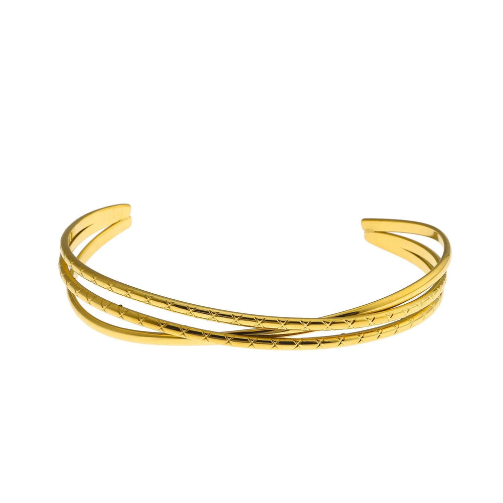 Bracelet superposé RENIE : triple empilement avec design à encoche de surface