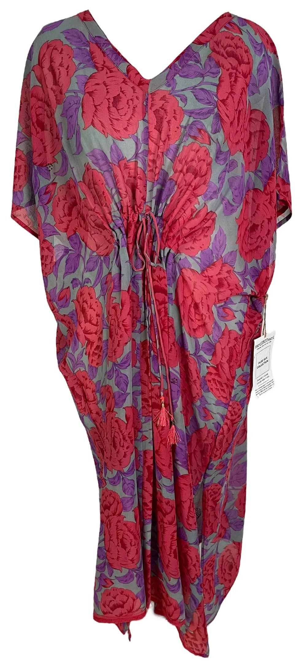 PRG5829 Kaftan Longue en Soie Pure Avatar Transparente