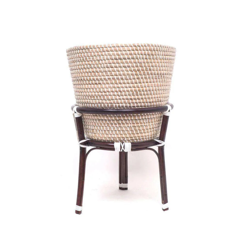 Ayo - Jardinière sur pied style bohème avec support en bois