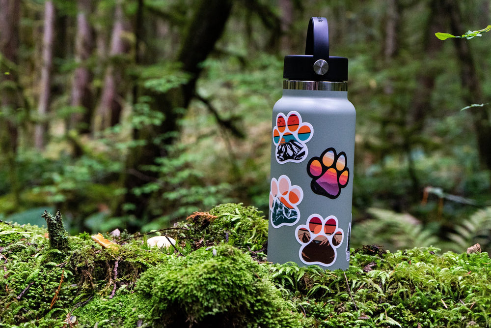 Mountain Sunset Paw Print Sticker