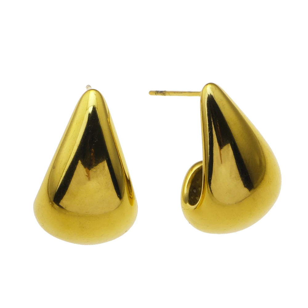 FORIA Or : Boucles d'oreilles à clous en forme de larme, épaisses et légères - Affirmation de confiance
