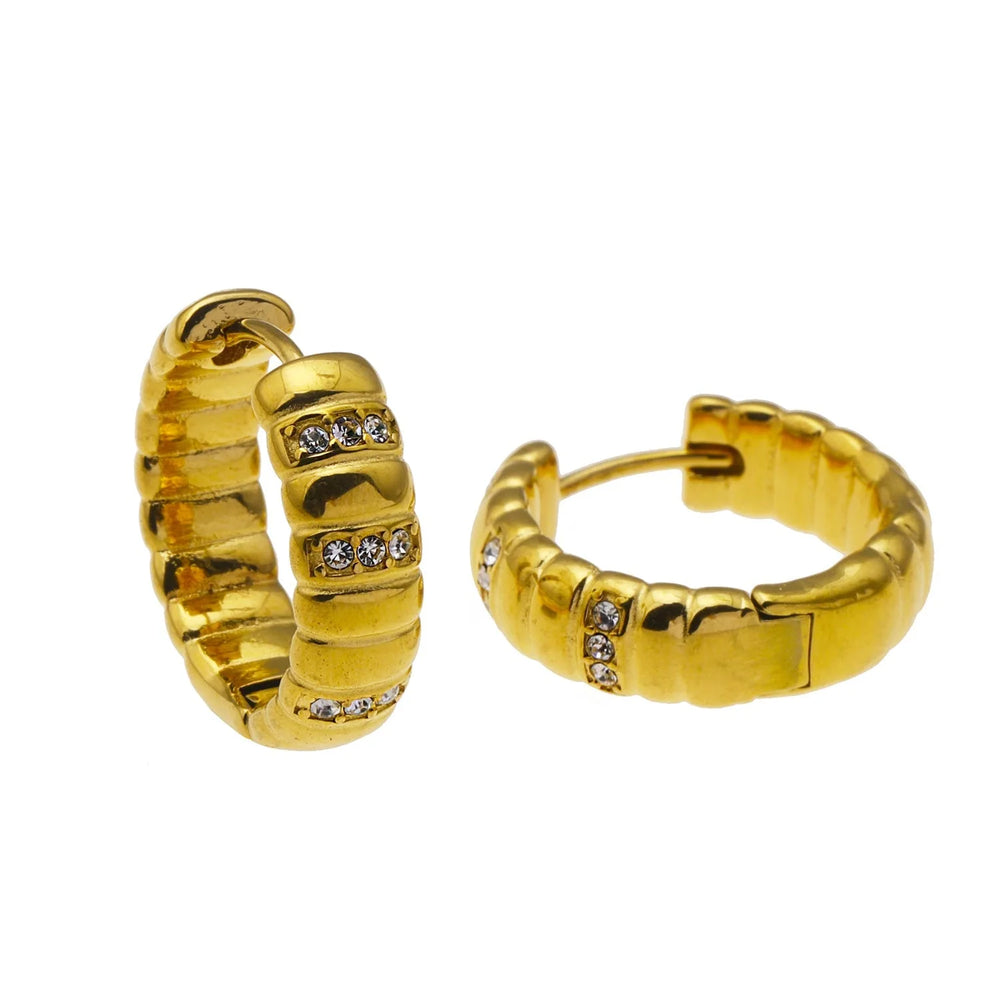 LIZBETH : Boucles d'oreilles créoles sculptées ornées de zirconiums.