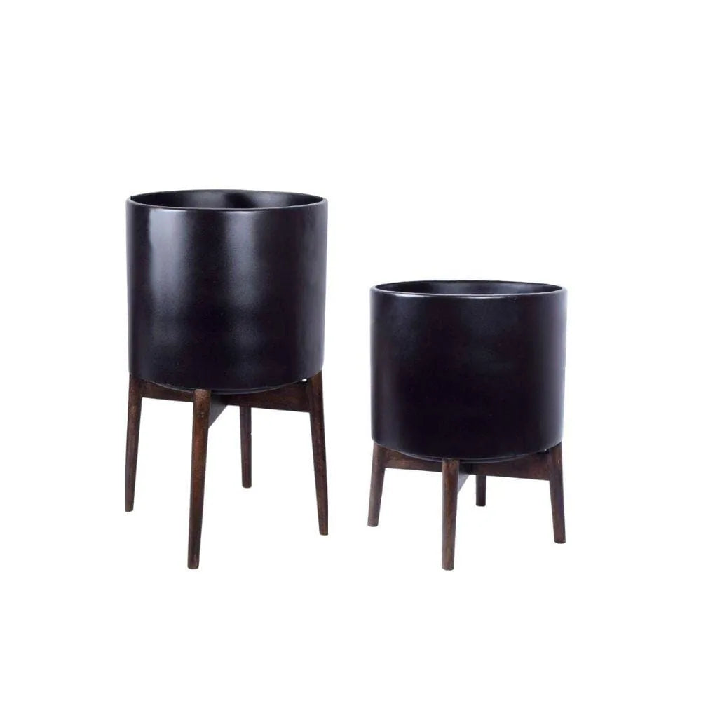 Ceza - Brass Modern Plant Stand With Black Planter