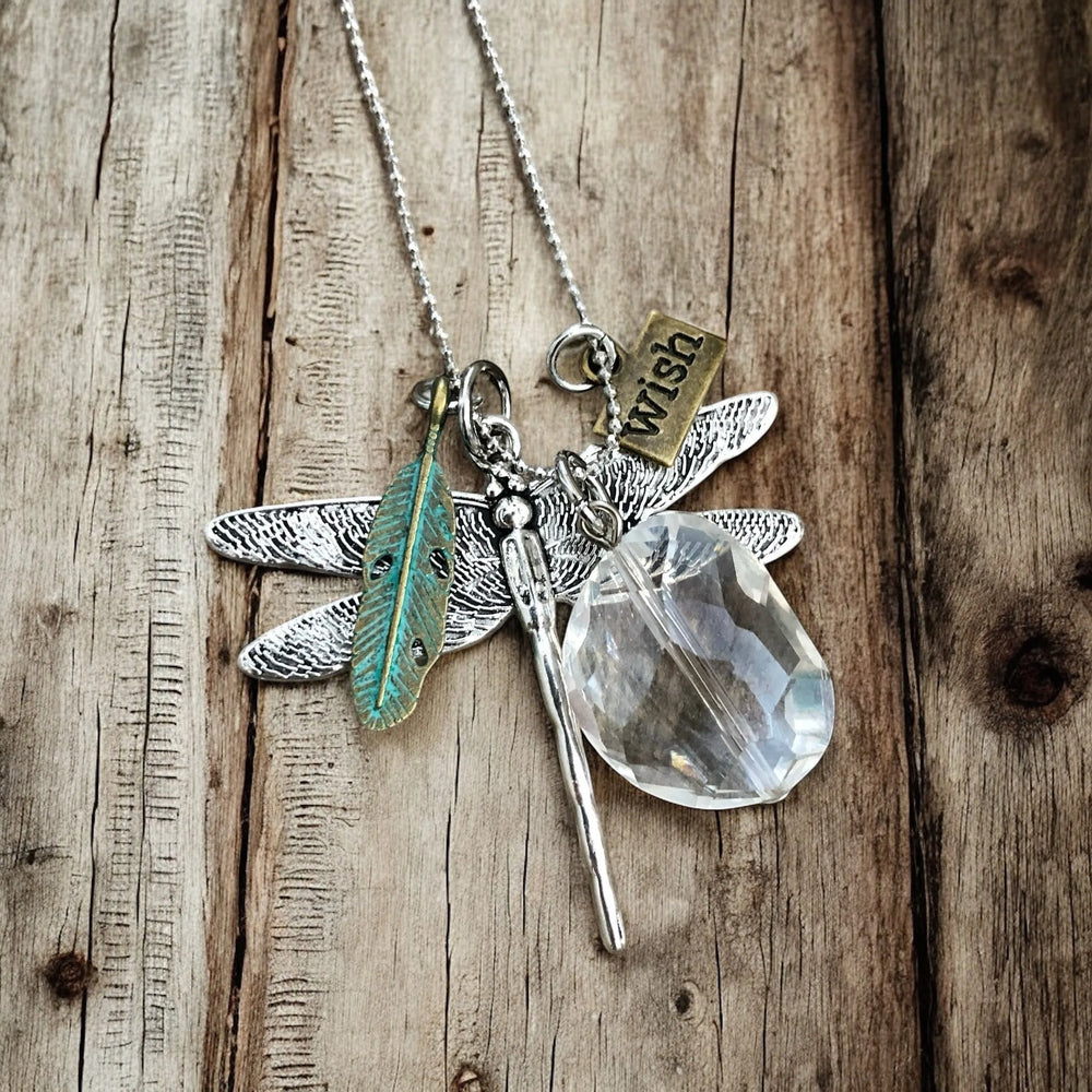 Collier Souhait Libellule en Cristal