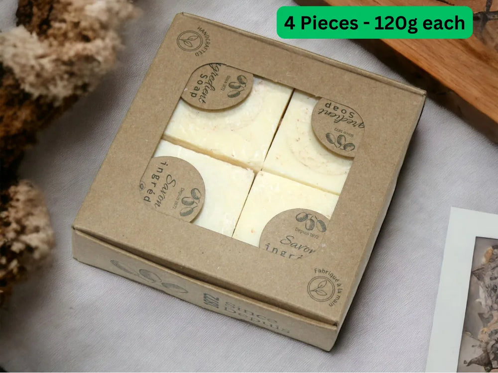 Ensemble de 4 Savons à l'Huile d'Olive Biologique – Sans Parfum, Savon Artisanal Sans Produits Chimiques