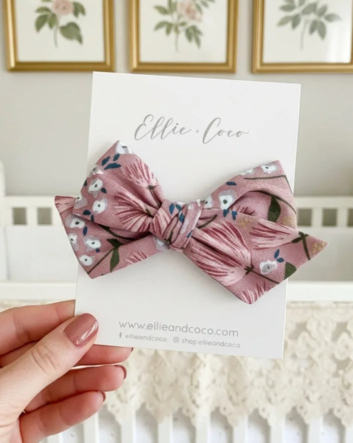 Antique Rose Floral Oversize Bow