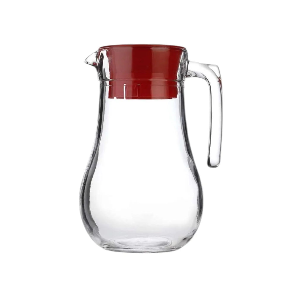 Carafe en verre Maya Noritazeh avec couvercle rouge — 1,2 L
