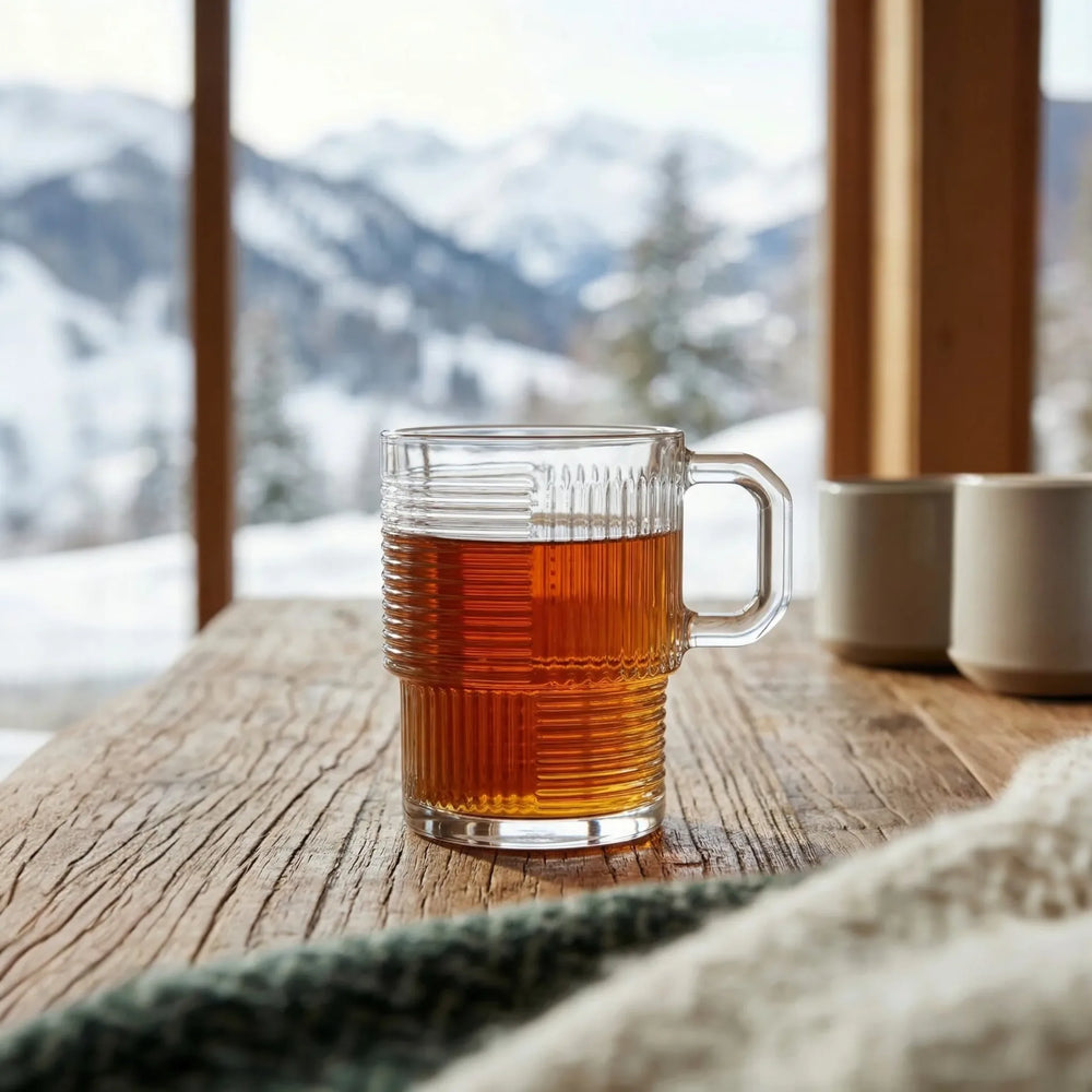 Ensemble de 6 tasses empilables en verre côtelé 9 oz - LAV HELEN