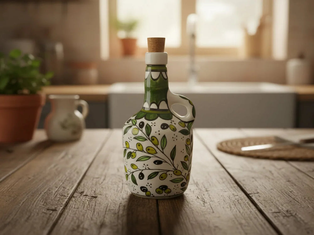 Distributeur d'huile en céramique fait à la main