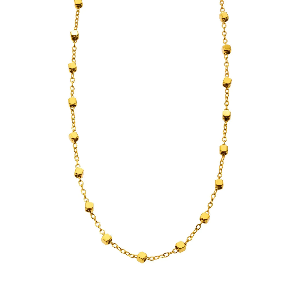 AUREOLE Or : Chaîne essentielle quotidienne avec perles carrées délicates