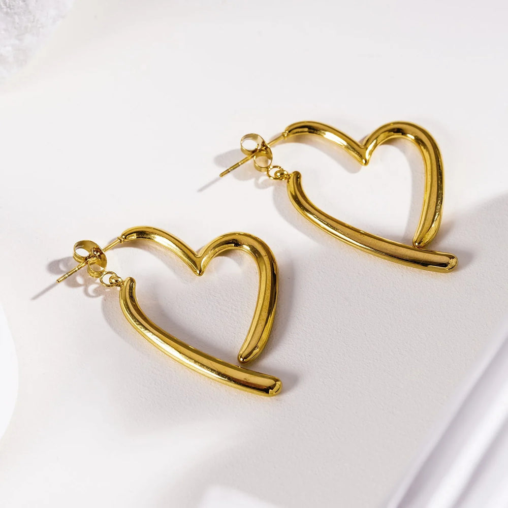 MOMOKA : Boucles d'oreilles créoles détachables en forme de cœur abstrait