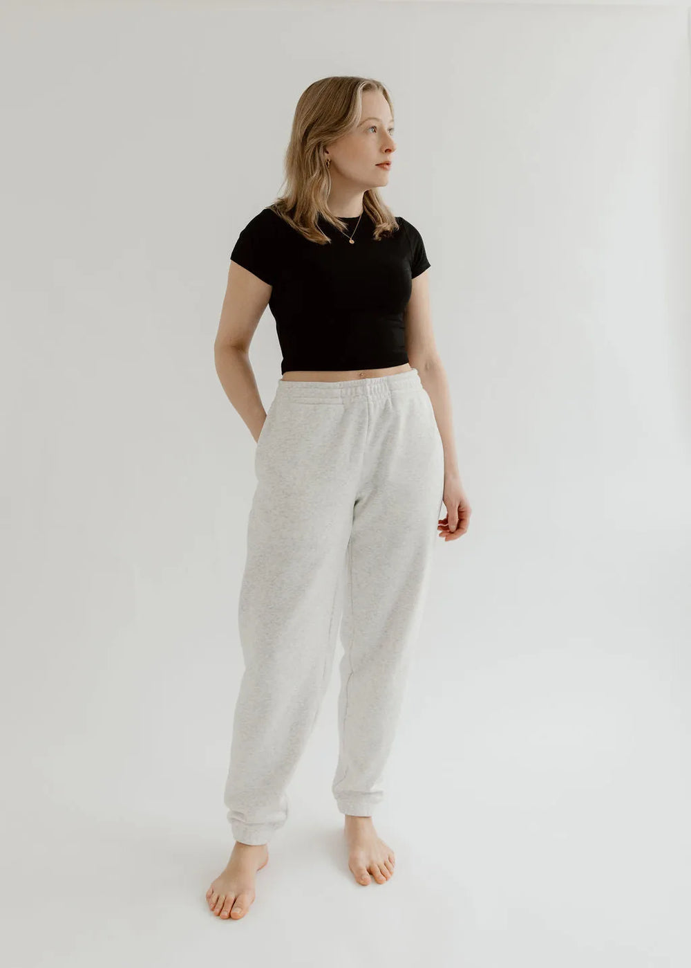 Le pantalon Gisele | Blanc chiné poids lourd