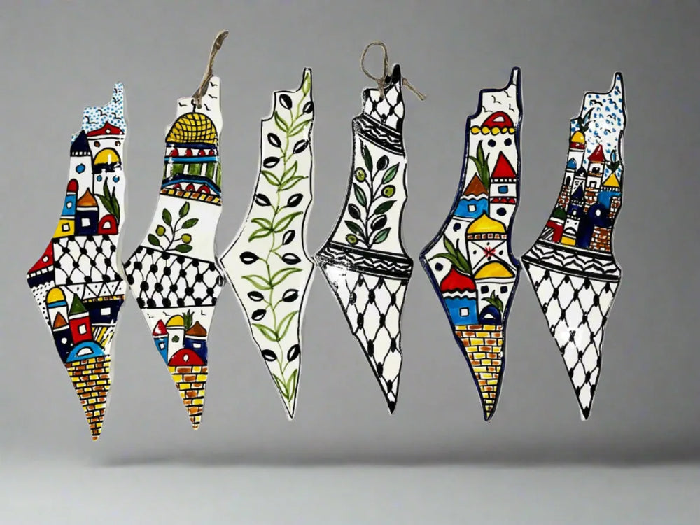 Handcrafted Ceramic Palestine Map Wall Decor – Large Authentic Hebron Pottery