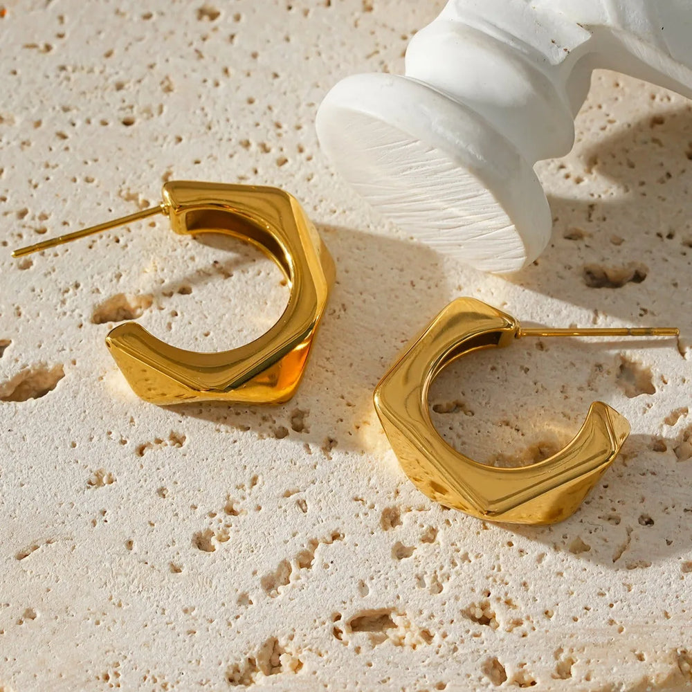 Boucles d'oreilles créoles Style PERIDO Or : Géométriques style Art déco
