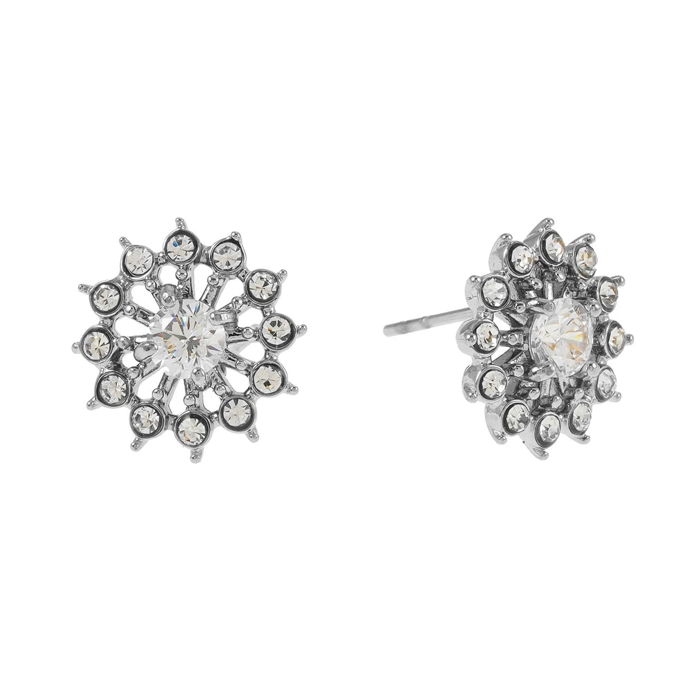 Boucles d'oreilles clous Étoile Scintillante en Zirconia Or Blanc (Ton Argenté) KERELA