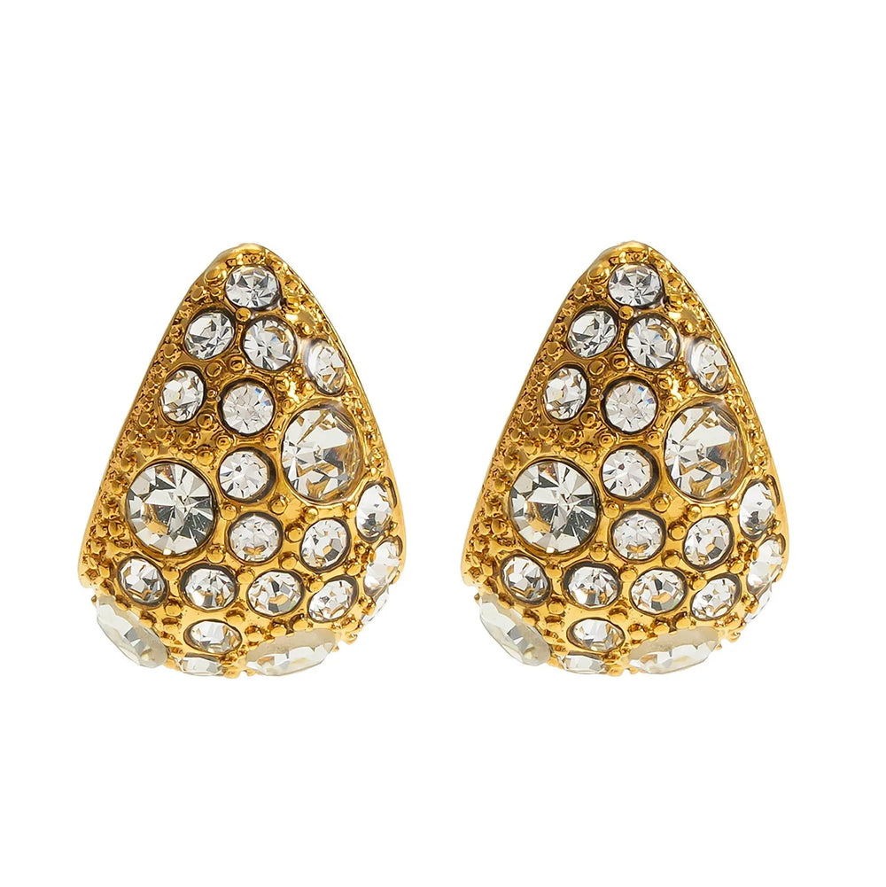 ADALAJ Or : Boucles d'oreilles à clou avec goutte en zircone pavée – Affirmation de confiance