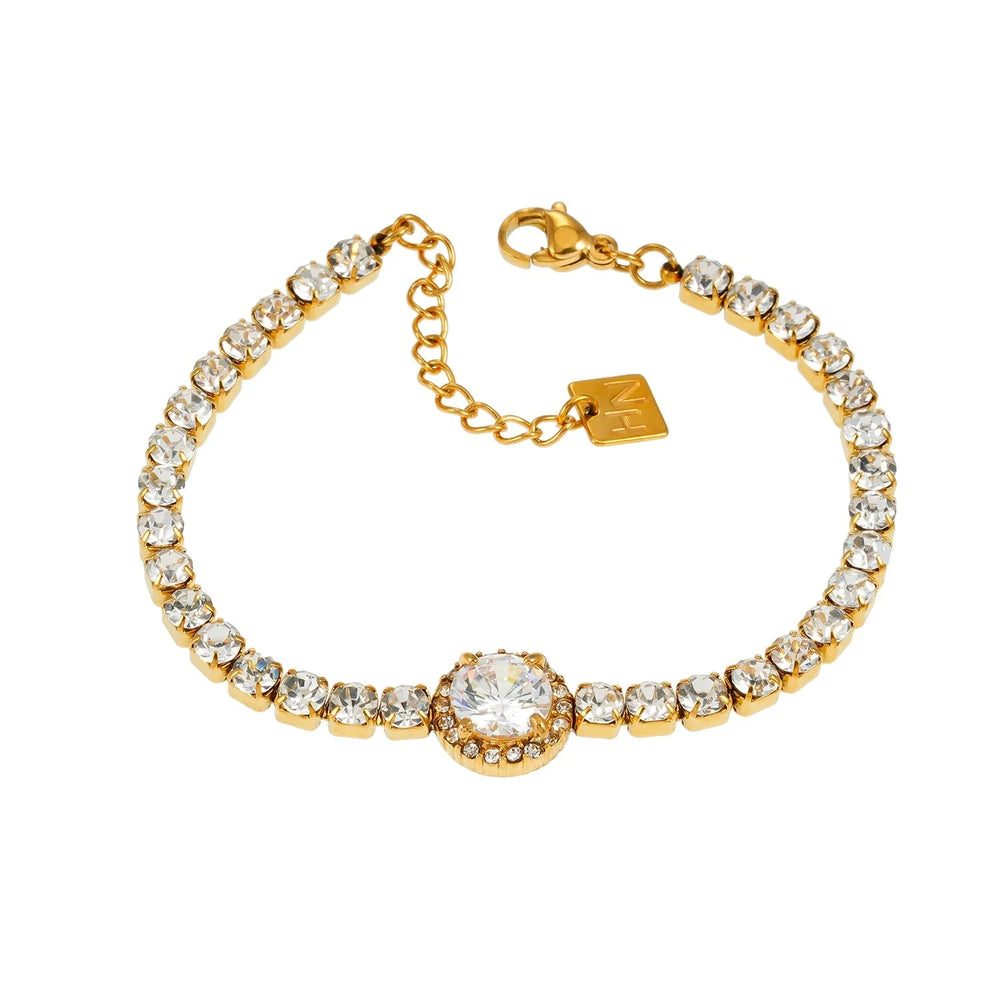 BEREA Gold: Tennis Bracelet with Large Zirconia (CZ) Centrepiece – Timeless Elegance for Every Occasion