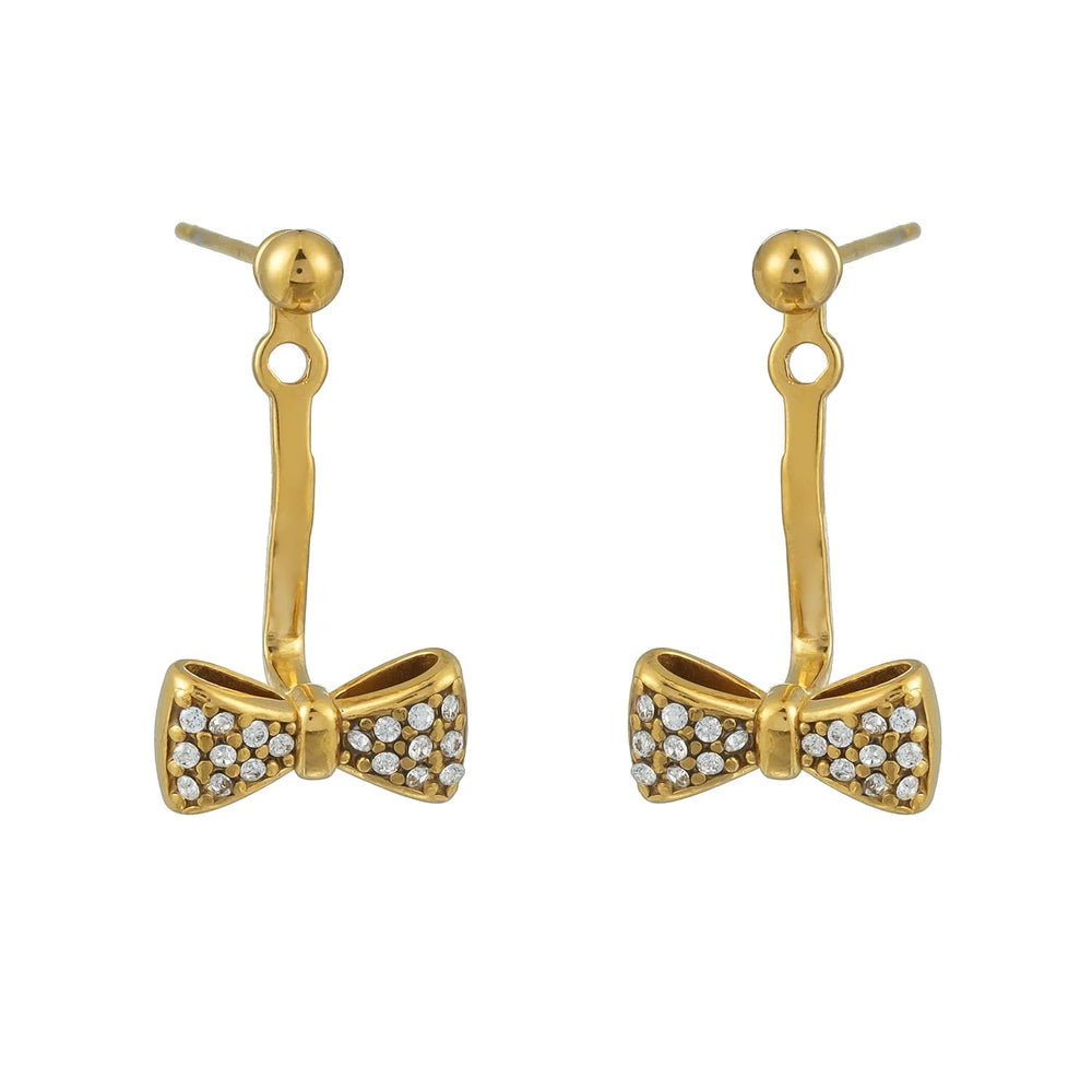 CUMAREE Or : Boucles d'oreilles à clous avec perle rondelette, retenant un charme infini en zircone