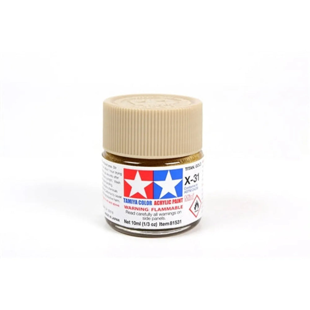 Tamiya Acrylic X-31 Titanium Gold Mini Bottle 10mL (1/3oz)