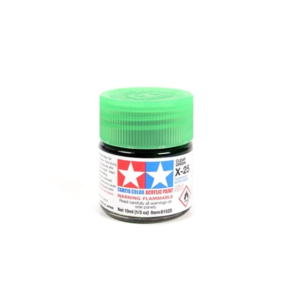 Tamiya Acrylic X-25 Clear Green Mini Bottle 10ml (1/3oz)