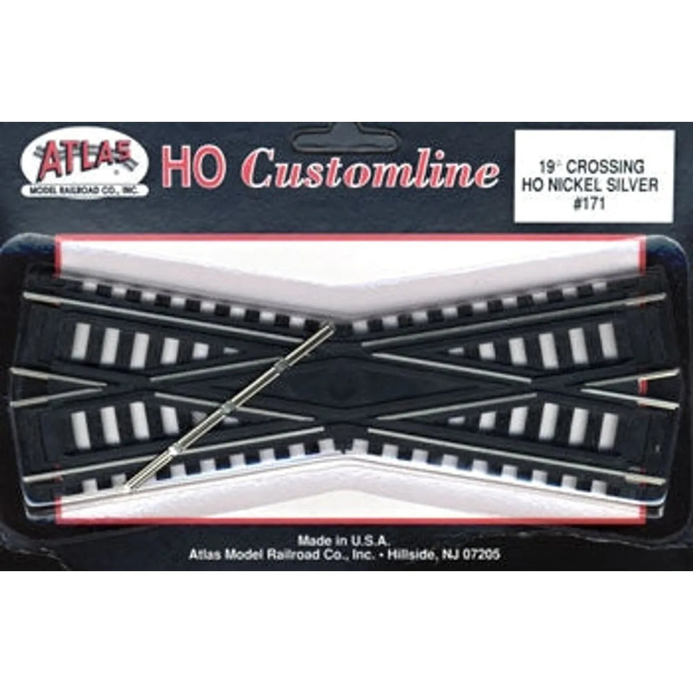 Atlas 171 HO Code 100 Traverse Personnalisée 19 Degrés 6" 15.2cm Rail Nickel-Argenté Attaches Noires NIB