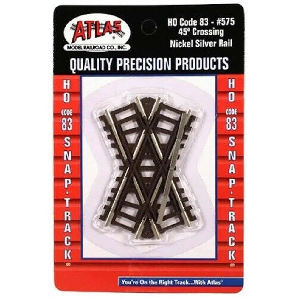 Atlas 575 HO Code 83 45° Crossing Brown Ties Nickel Silver NIB