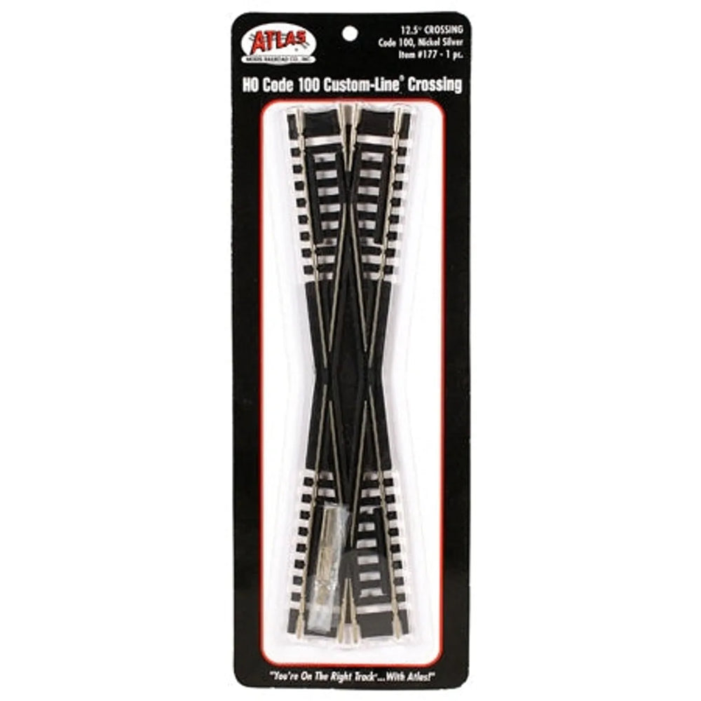 Atlas 177 HO Code 100 Traverse Personnalisée 12-1/2 Degrés 9" 22.9cm Rail Argent Nickel Attaches Noires NIB