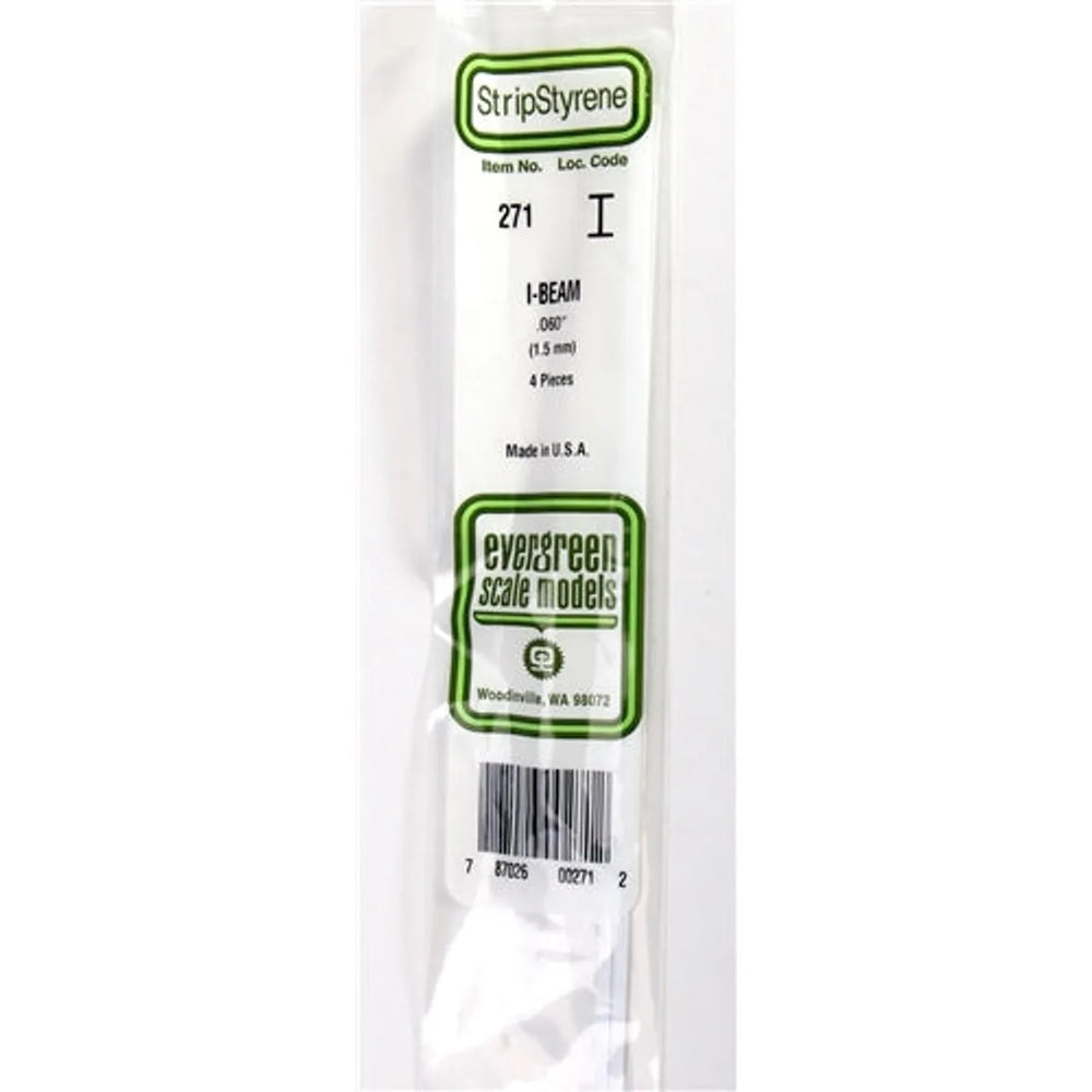 Evergreen Scale Models 271 Poutre en styrène .060" (1,5 mm) 4 pièces NIB